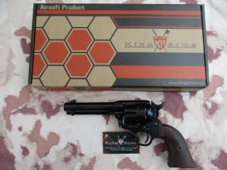 King Arms Peacemaker SAA .45 Revolver 4inch S - Electro Plating BK Gas Action by King Arms